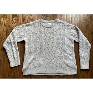 J. Crew Sweater Womens Large Donegal Cable Knit Speckled Crew Neck Cotton Blend